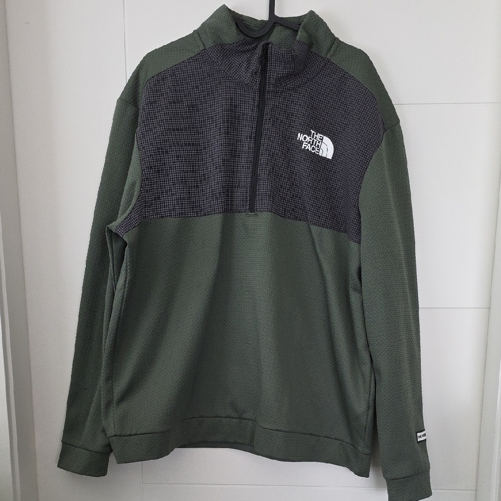 The North Face Olive and Charcoal Quarter-Zip